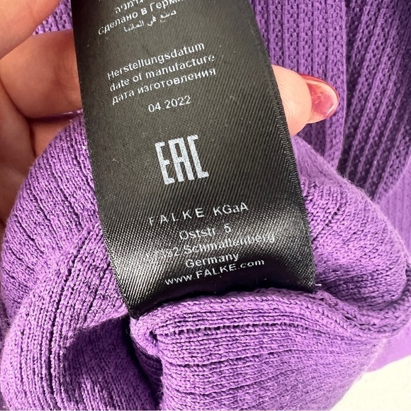 Falke Organic Cotton Textured Knit Sweater, Lavender Purple S – Crew Neck, Prep - Picture 7 of 9